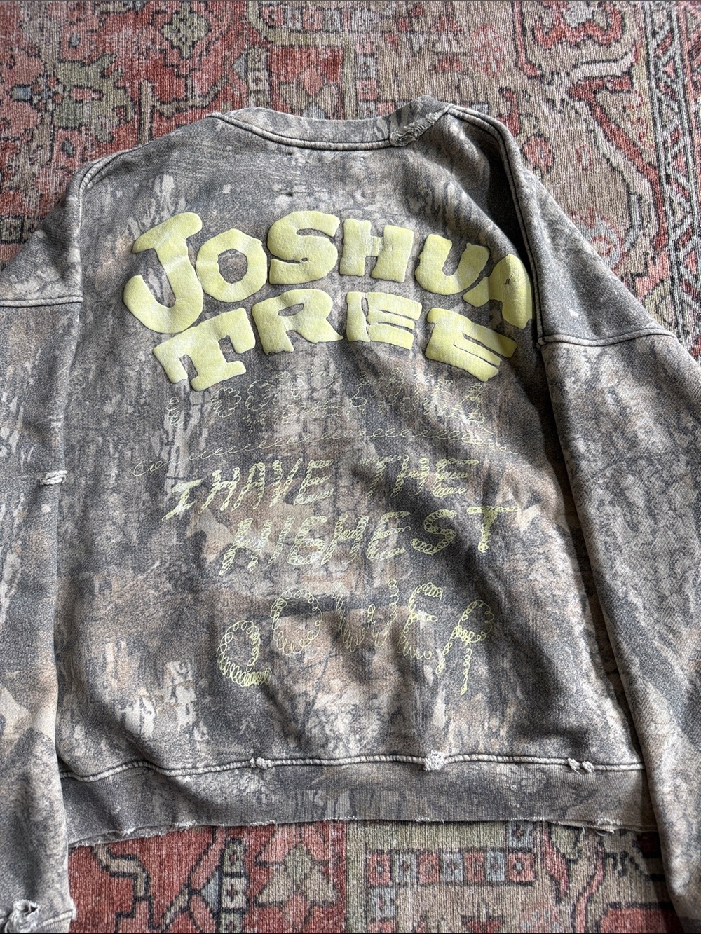 PALY Distressed Camo Crewneck Sweatshirt - Light Gray - Picture 7 of 7